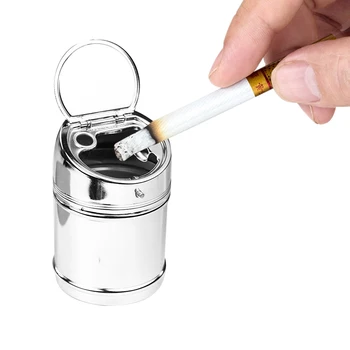 

Stainless Steel Windproof Car Ashtray Universal Smoke Tobacco Ash Holder Container with Cover for Home Car Supplies Best Gifts