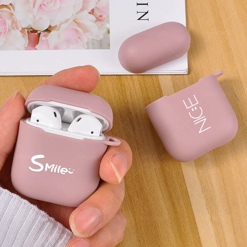 Простой чехол с ромашками и смайликами для Apple Airpods 2 1, ударопрочный чехол кораллового розового цвета, классный чехол s Для Air pods для Air pod, чехол