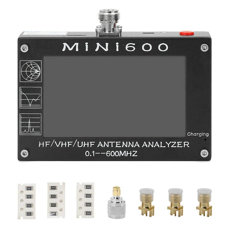 

Mini600 Antenna Analyzer Touch screen 0.1-600MHz HF VHF UHF SWR 5V/1.5A for Radio WWO66