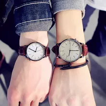 Black And White Couple Watch Fashion Analog Large Dial Men's And Women's Leather Watch Dress Clock Unisex Quartz Watch