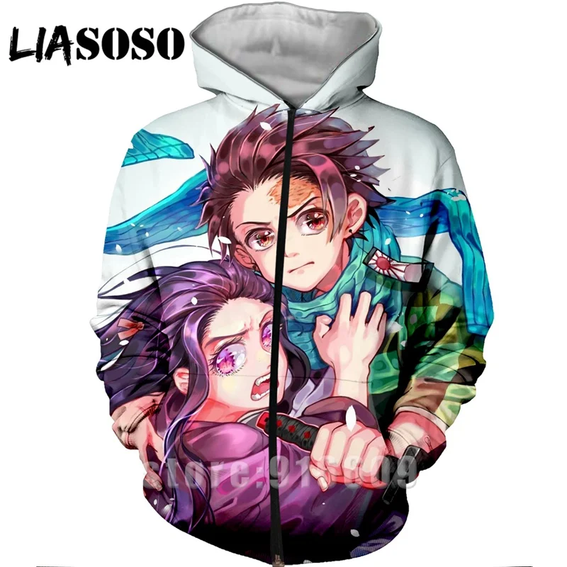 Новые осенние женские и мужские толстовки с 3D принтом Kimetsu No Yaiba, пальто, куртка в стиле панк, толстовка в стиле аниме Харадзюку, толстовка с капюшоном на молнии в стиле рок