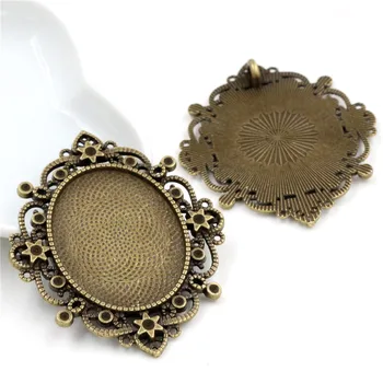 

5pcs 30x40mm Inner Size Antique Bronze Pierced Style Cabochon Base Setting Charms Pendant (B2-11)