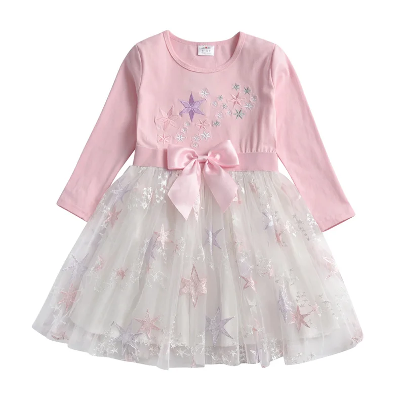 Girls Princess Kids Star Pattern Embroidery Dress | Unilovers