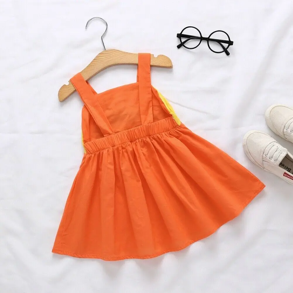 Платье для девочек летняя одежда для маленьких девочек короткое Радужное платье на бретелях, сарафан От 1 до 5 лет