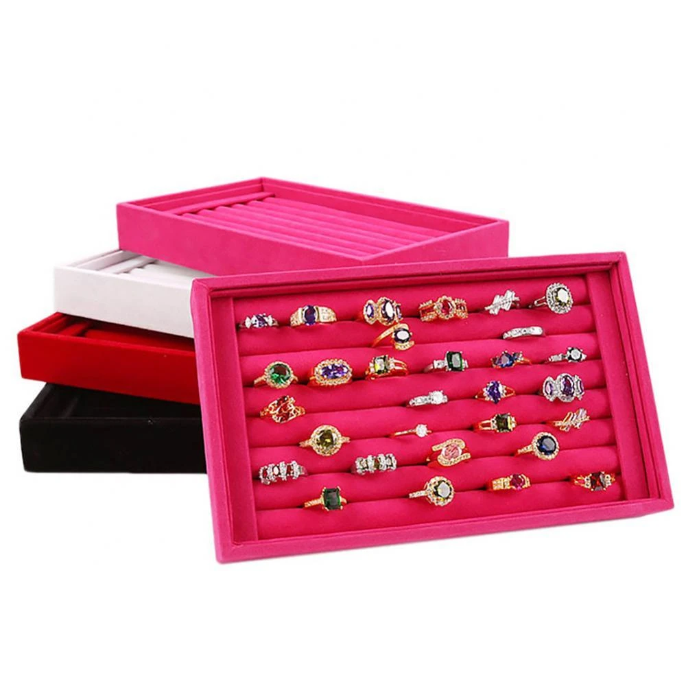 2021 Showcase Ring Earrings Organizer Ear Studs Display Stand Holder Rack Tray Plate Box Case Fashion Jewelry Box Case Casket