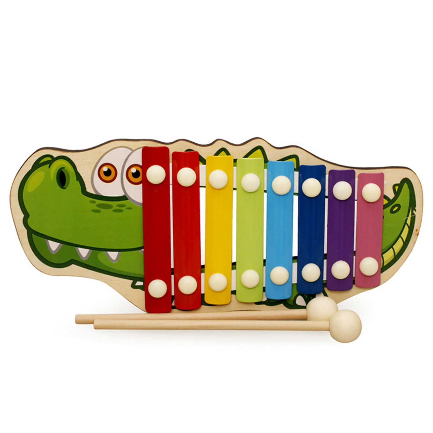 Crocodile Милый мультфильм животных ручной стук инструмент ксилофон музыкальное образование игрушка с 2 деревянными палками для детей Todler подарки - Цвет: Crocodile