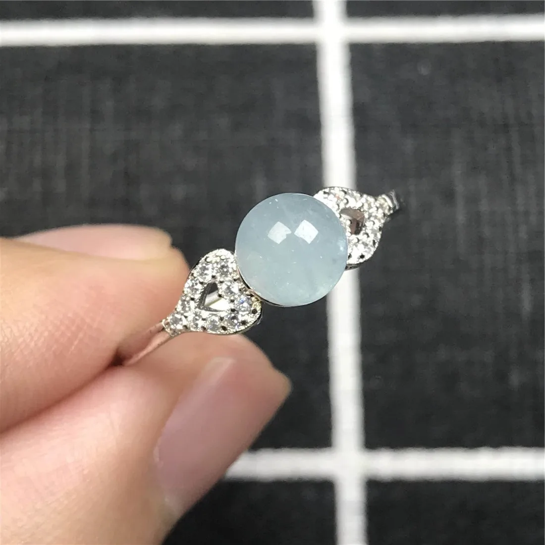 6 мм кольцо из натурального голубого аквамарина с прозрачным камнем, регулируемый кристалл, подарок для мужчин и женщин, серебряные бусины, модные ювелирные изделия AAAAA