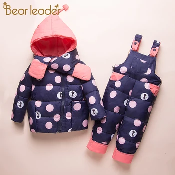 

Bear Leader 2020 New Kids Winter Sets Fashion Thick Outfits Baby Girls Warm Hooded Outerwear Suspender Pants Boys Cute Clothing
