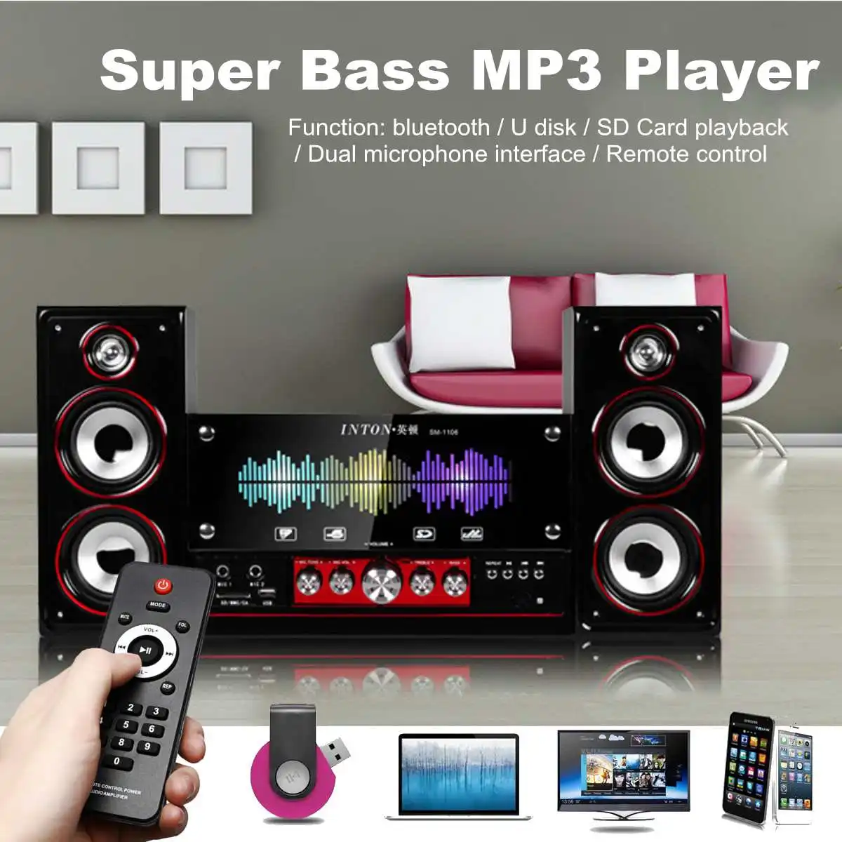 

HIFI Player Wireless Bluetooth Computer PC Desktop Speaker Stereo Soundbar Karaoke Computer TV Speakers Subwoofer Home Bar