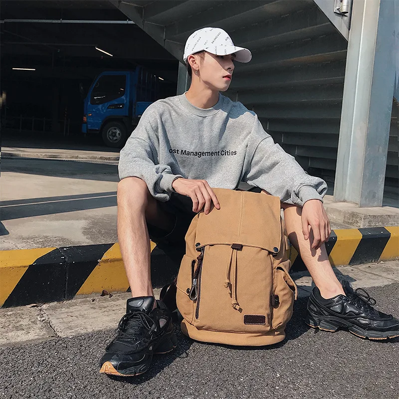 

Backpack, shoulder bag, men's leisure high school students'schoolbag fashion canvas