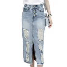 Весна, лето, Осень, модная женская длинная Повседневная джинсовая юбка размера плюс, юбки макси, винтажные джинсы с разрезом, юбки-карандаш