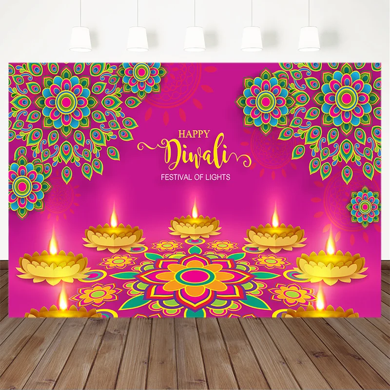 Happy Diwali Photography Backdrop Festival Of Lights Backgrounds For Photo  Studio Gold Lotus Party Decorative Props Banner - Backgrounds - AliExpress