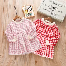 Вязаное платье для девочек Новинка года, Модный пуловер высокого качества для маленьких девочек, свитер детская теплая одежда, платья на осень и зиму, 4 года