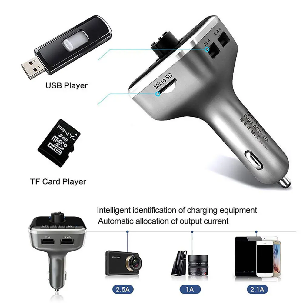3.1A MP3-плеер автомобильный fm-передатчик Bluetooth приемник универсальное автомобильное зарядное устройство для беспроводного радиоадаптера