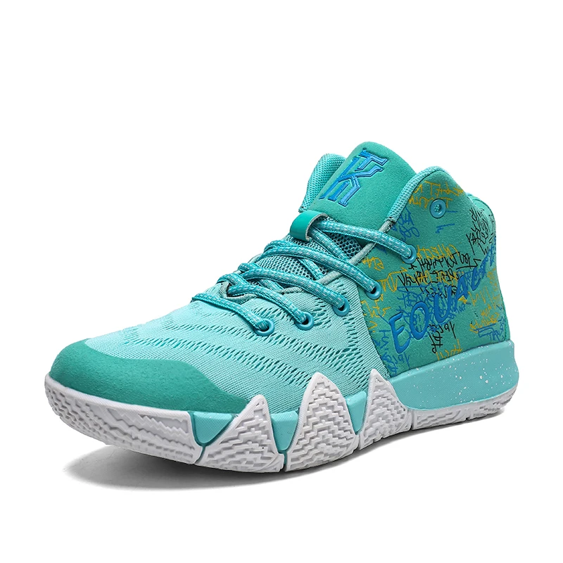 Uptempo/мужские баскетбольные кроссовки Kyrie 4 для мальчиков; спортивные кроссовки 9; Мужская обувь в стиле ретро; женские баскетбольные кроссовки - Цвет: Небесно-голубой