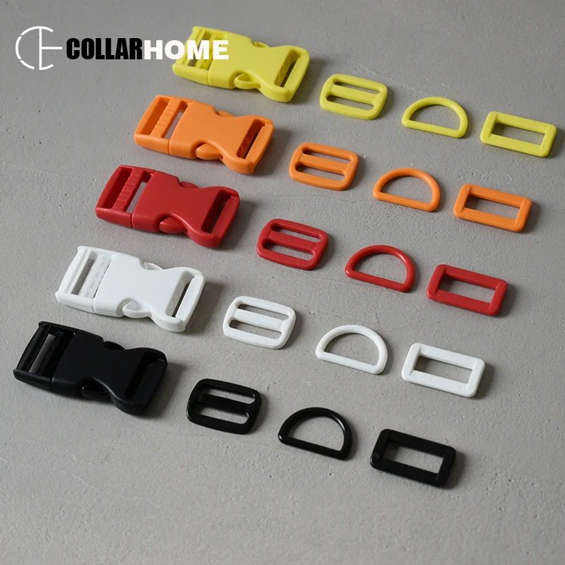 20 sets Multicolo plastic buckle breakaway belt buckle D rings 25mm clip clasp straps bag luggage DIY dog cat collar accessories