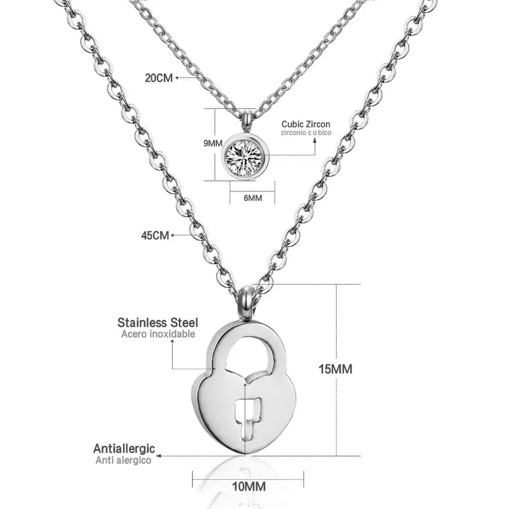 Роскошная цепочка из нержавеющей стали колье с замком циркониевая подвеска