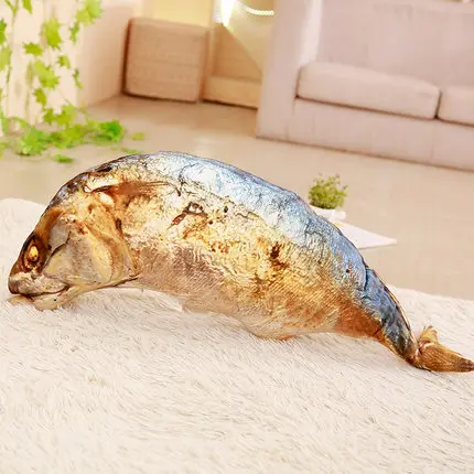 80cm Mackerel 3D моделирование формы еды плюшевая подушка креативная курица колбаса Плюшевые игрушки Мягкая диванная подушка домашний декор забавные подарки для детей - Цвет: 80cm Mackerel