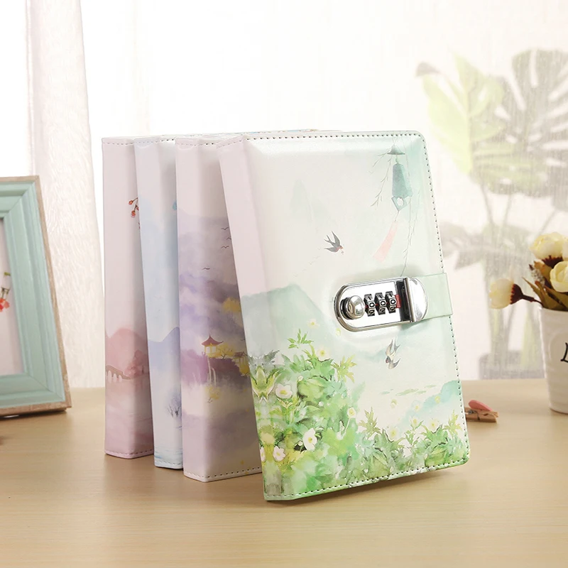 Paperboat Creative 32K Cover Lockable Notebook with Lock PU Leather Diary Writing Pads Password Code Diary School Student Gift Paperboat Creative 32K Cover Lockable Notebook with Lock PU Leather Diary Writing Pads Password Code Diary School Student Gift
