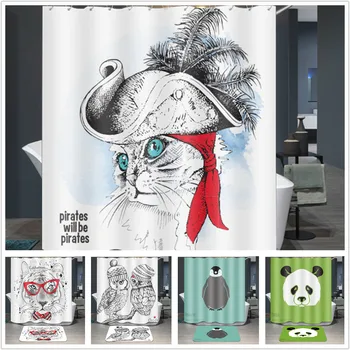 

Cute Animal Kids Shower Curtains Waterproof Grommet Polyester Fabric 72 inch Tiger Panda Print Home Bathroom Curtain Hotel Use