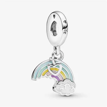 

Authentic 925 Sterling Silver Rainbow and Cloud Charm Fit Original 3mm Bracelet For Women Birthday Fashion Jewelry Gift
