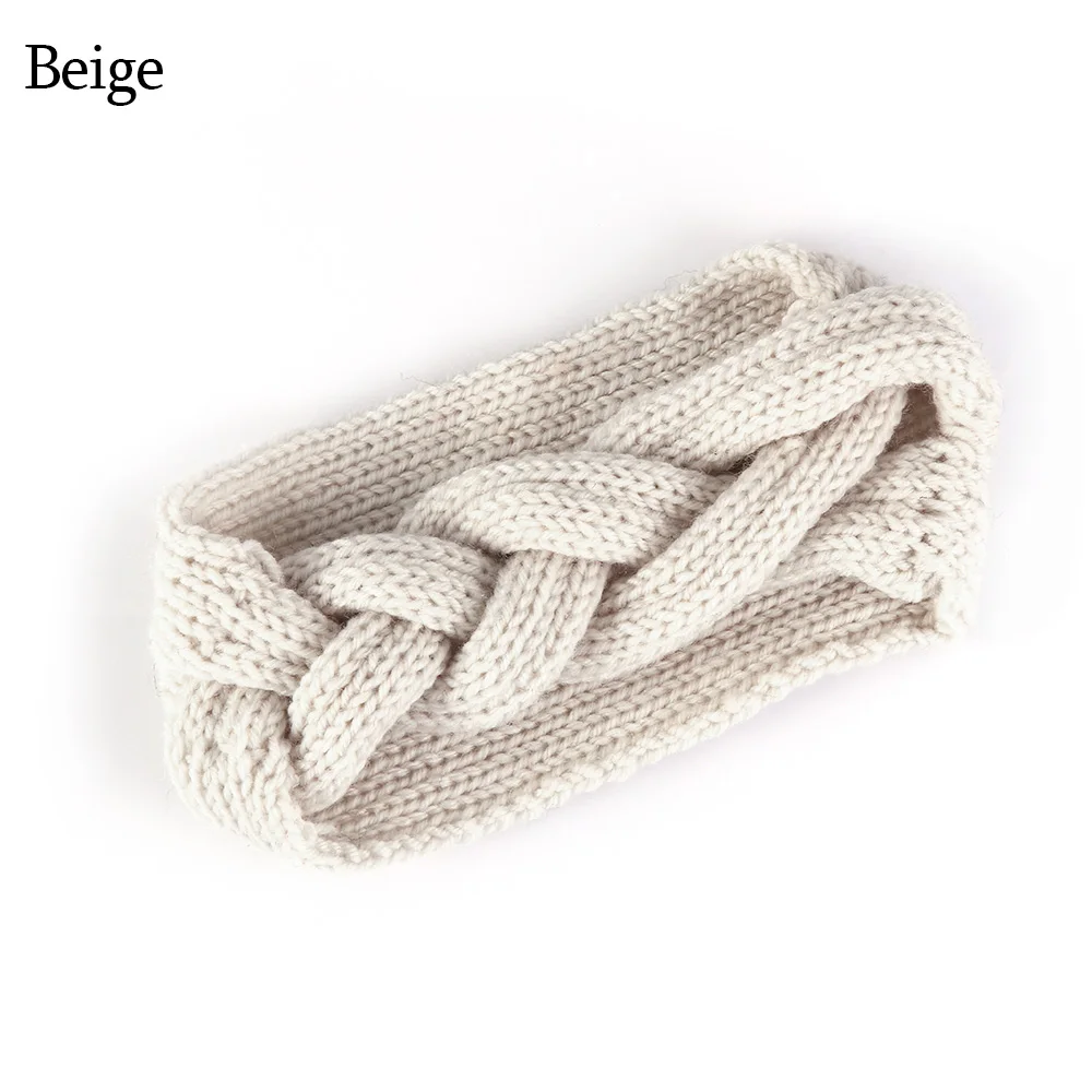 Type 02-Beige 1 шт., женские плюшевые повязки на голову из искусственного бархата, теплые вязаные повязки на голову с перекрестными узорами, женские вязаные повязки на голову, аксессуары для осени и зимы - Цвет: Type 02-Beige