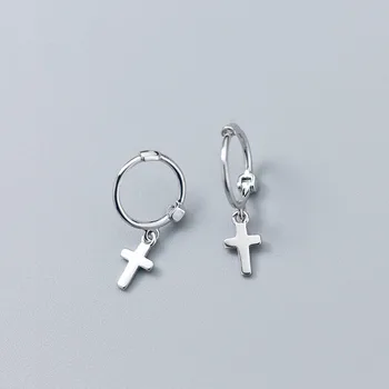

Womens Fashion 100% 925 Solid Sterling Silver Cross Earring Small Drop Earrings For Young Girls Teen Gift Brincos eh230