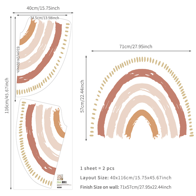 Rainbow Watercolour Home Decor Wall Sticker Self-Adhesive for Children's Room Living Room Nursery Decals Nordic Kid Stickers