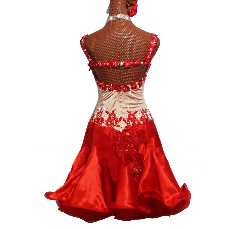 Latin Dance Dress Women/Girls Competition Dress Red Skirt Charleston Ballroom Dancing Dress Perform Costume Latin Dress BL2545