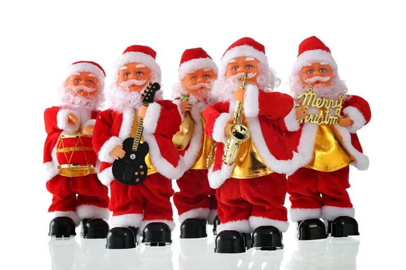 Рождественские игрушки для детей, игровой инструмент, музыкальные украшения Санта Клаус, Электрический шаг, кукла Санта Клаус, новогодние украшения