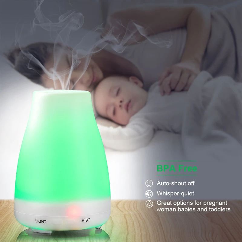 

200ml Ultrasonic Air Humidifier Aroma Diffuser Oil Aromatherapy With 7color Night Light for Home Office and Baby