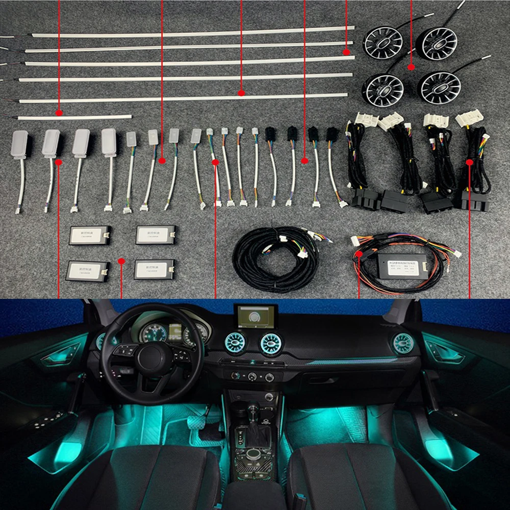 32 Colors Set Decorative Air outlet LED Handle Atmosphere Lamp For Audi