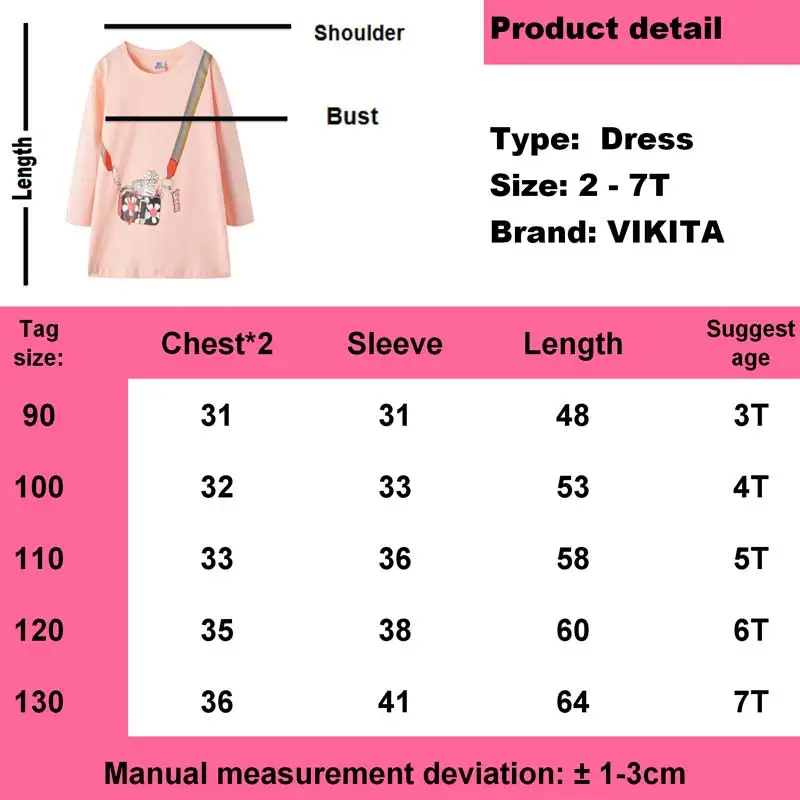 VIKITA/Детские платья для девочек; vestidos; г.; осенняя одежда для маленьких девочек; костюм; платья для девочек с сумкой; платье принцессы для малышей