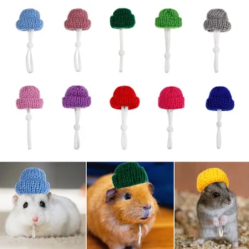 2pcs Knitted Hamster Hat Rats Sugar Glider Guinea Pig Squirrel Chinchilla Ferret Hedgehogs Pet Small Animal Cosplay Outfit Suit 1