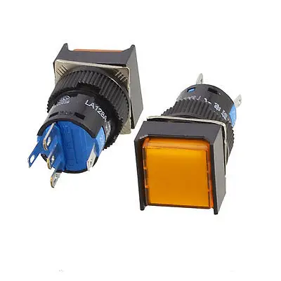 

2 Pcs Orange Square Cap DC 24V Light SPDT 5 Pins Push Button Switch
