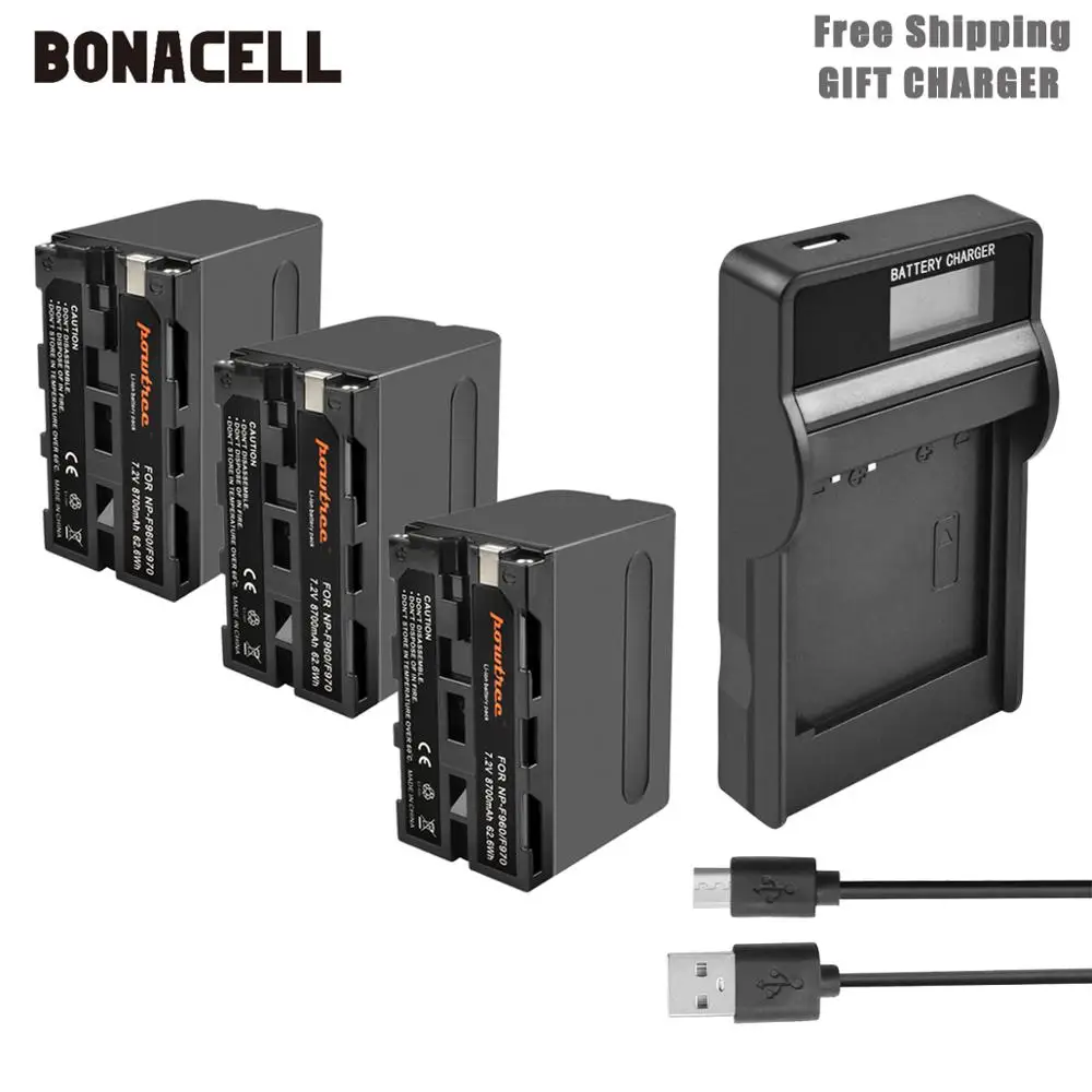 3X Battery-Charger Powtree 8700 мА/ч, NP-F960 NP-F970 Камера Батарея+ ЖК-дисплей Зарядное устройство для sony NP F960 F970 NP-F770 F550 CCD-TRV58 TRV110K TRV26E HVR-Z1 L5 - Цвет: 3X Battery-Charger