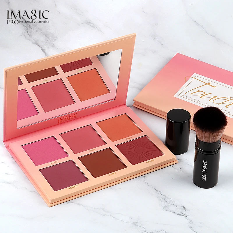 Günstige IMAGIC Erröten Palette Make Up 6 Farben Professionelle Wange Erröten Perle Orange Pigment Hohe Qualität Schönheit Kosmetische Make Up Rouge