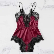 

Imitation Silk Pure Color Sling Lace Cosplay Cute Sexy Jumpsuit Home Service Ladies Pajamas Onesie Romper Comfortable Soft