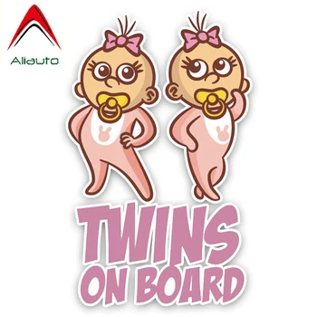 

Aliauto Lovely Cartoon Car Sticker Twins Baby on Board Warning Sign Vinyl Decals for Renault Clio Saab Volvo Chevrolet,16cm*10cm