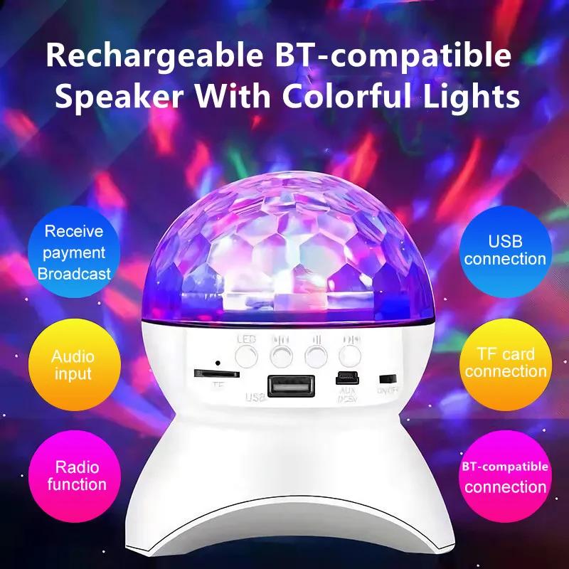 Wireless Music Speaker Stage Light LED Disco Ball Lights USB Charge BT