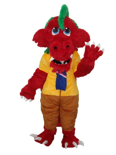 Long Wool Red Dragon Cosplay Mascot Costume For Adults