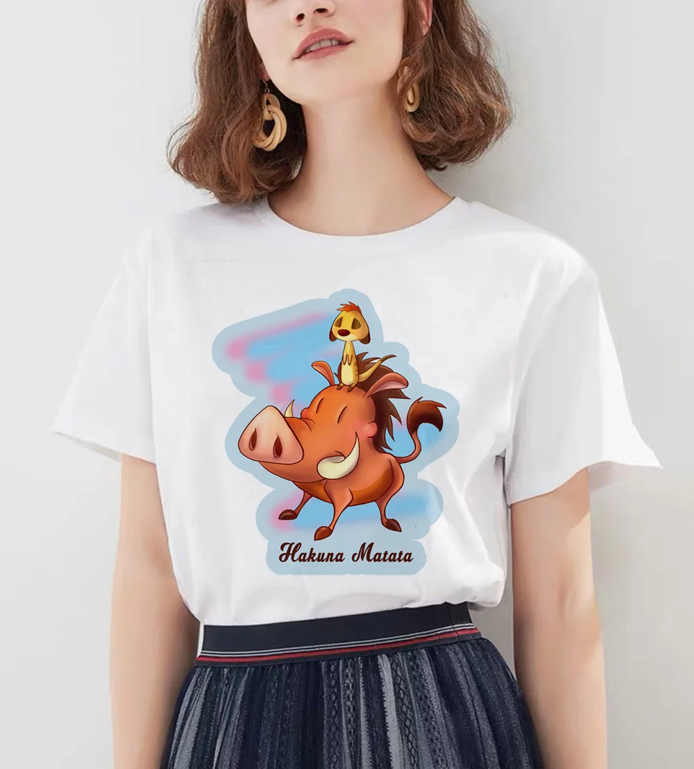 Hakuna Matata рубашка Женская Harajuku Ullzang Винтажная Футболка Kawaii Femme Homme летняя футболка модный топ Женская футболка