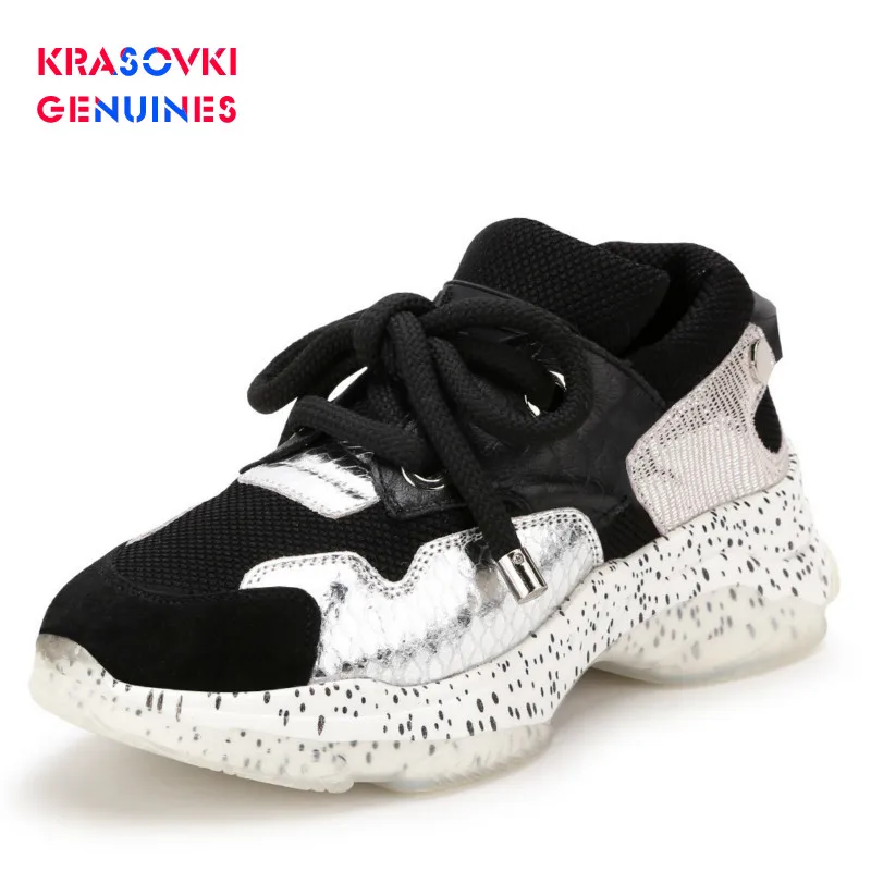 Krasovki Genuines Sneakers Women Autumn Leather Dropshipping Mixed Colors Round Toe Fashion Thick Bottom Leisure Women Shoes Krasovki Genuines Sneakers Women Autumn Leather Dropshipping Mixed Colors Round Toe Fashion Thick Bottom Leisure Women Shoes