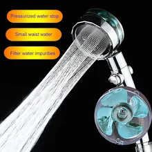 Shower Head Water Saving Flow 360 Degrees Rotating With Small Fan ABS Rain High Pressure Spray Nozzle Bathroom Accessories