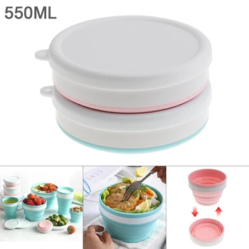 

550ML 2 Colors Portable Circular Silicone Scalable Folding Lunchbox Bento Box for - 40 Centigrade ~ 230 Centigrade
