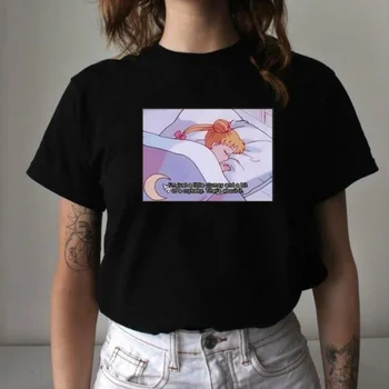 

Fashionshow-JF I'm Just A Little Clumsy Sailor Moon Quotes T-Shirt Women Kawaii Japanese Anime Aesthetic White Tee Hipsters