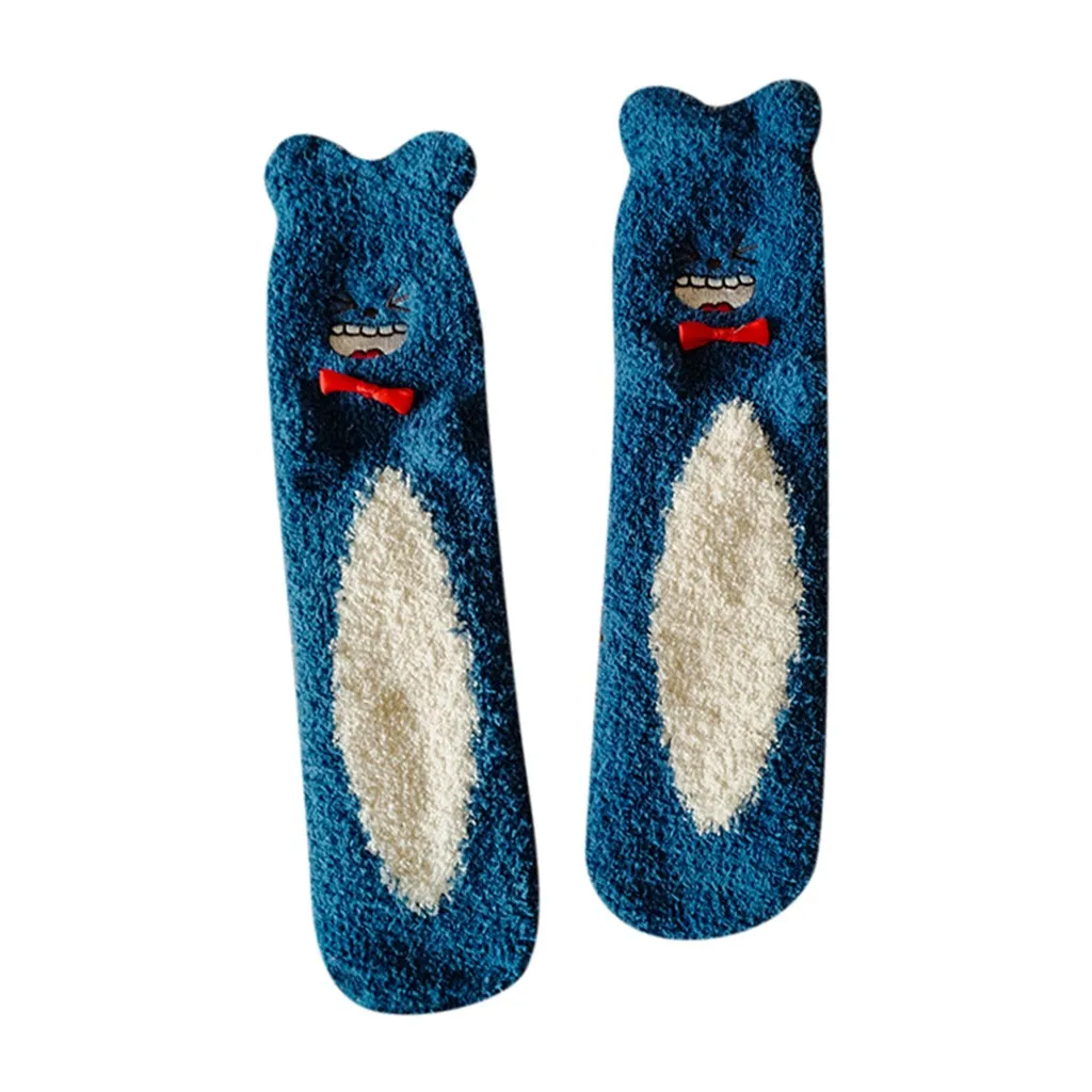 Зимние женские пушистые носки смешные носки Харадзюку женские удобные милые коралловые носки Kawaii корейские милые теплые утолщенные Носки средней длины