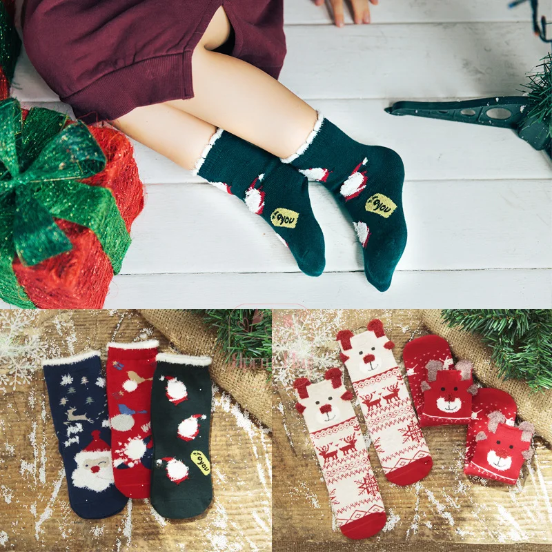 

3Pairs/set Christmas Socks Baby Cartoon Cotton Xmas Gifts Christmas Socks Merry Cristmas Decoration Christmas Gifts Santa Socks