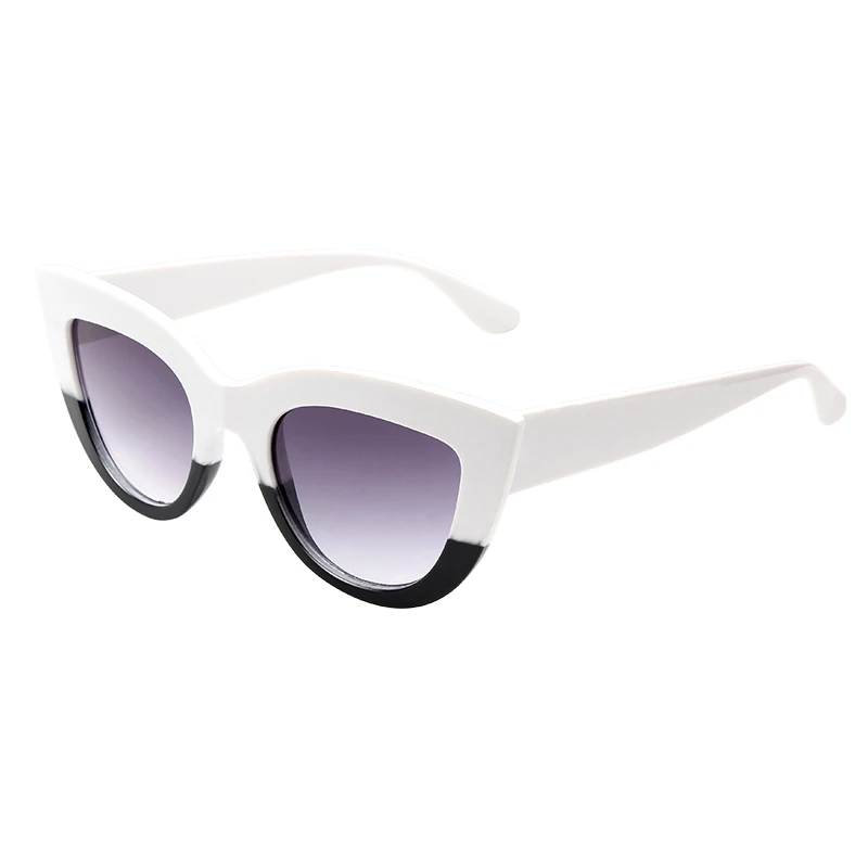 WUE NEW Retro Thick Frame Cat Eye Sunglasses Women Ladies Fashion Brand Designer Mirror Lens Cateye Sun Glasses For Female - Lenses Color: C6
