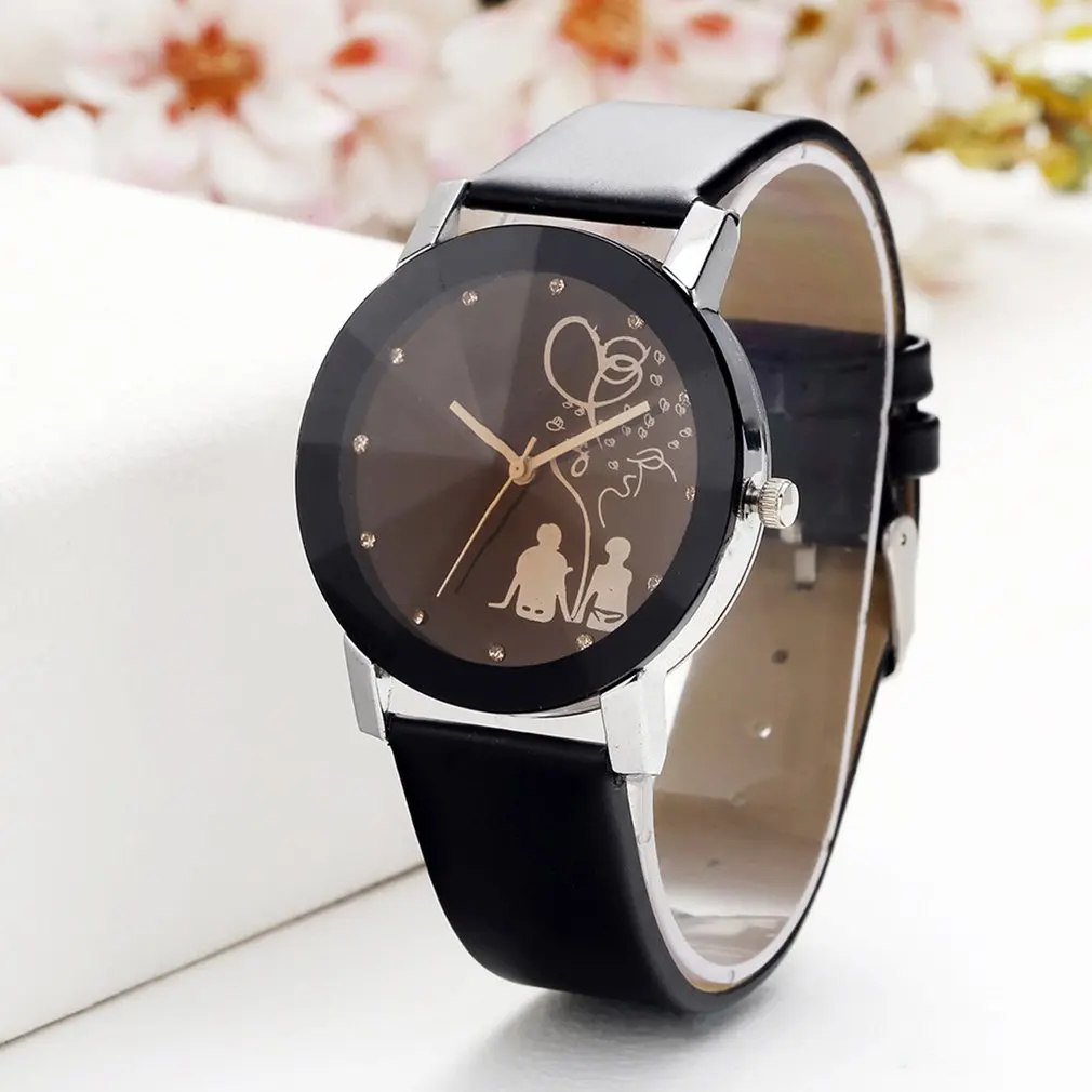 

MODIYA Top Brand Fashion Quartz Men Women Watches Couple Alloy Rhinestone Wrist Watches with PU Strap Figure Back View Pattern
